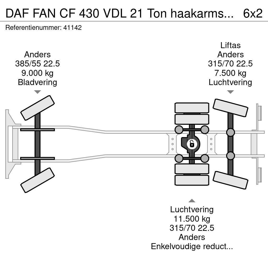 DAF FAN CF 430 VDL 21 Ton haakarmsysteem Koukkulava kuorma-autot