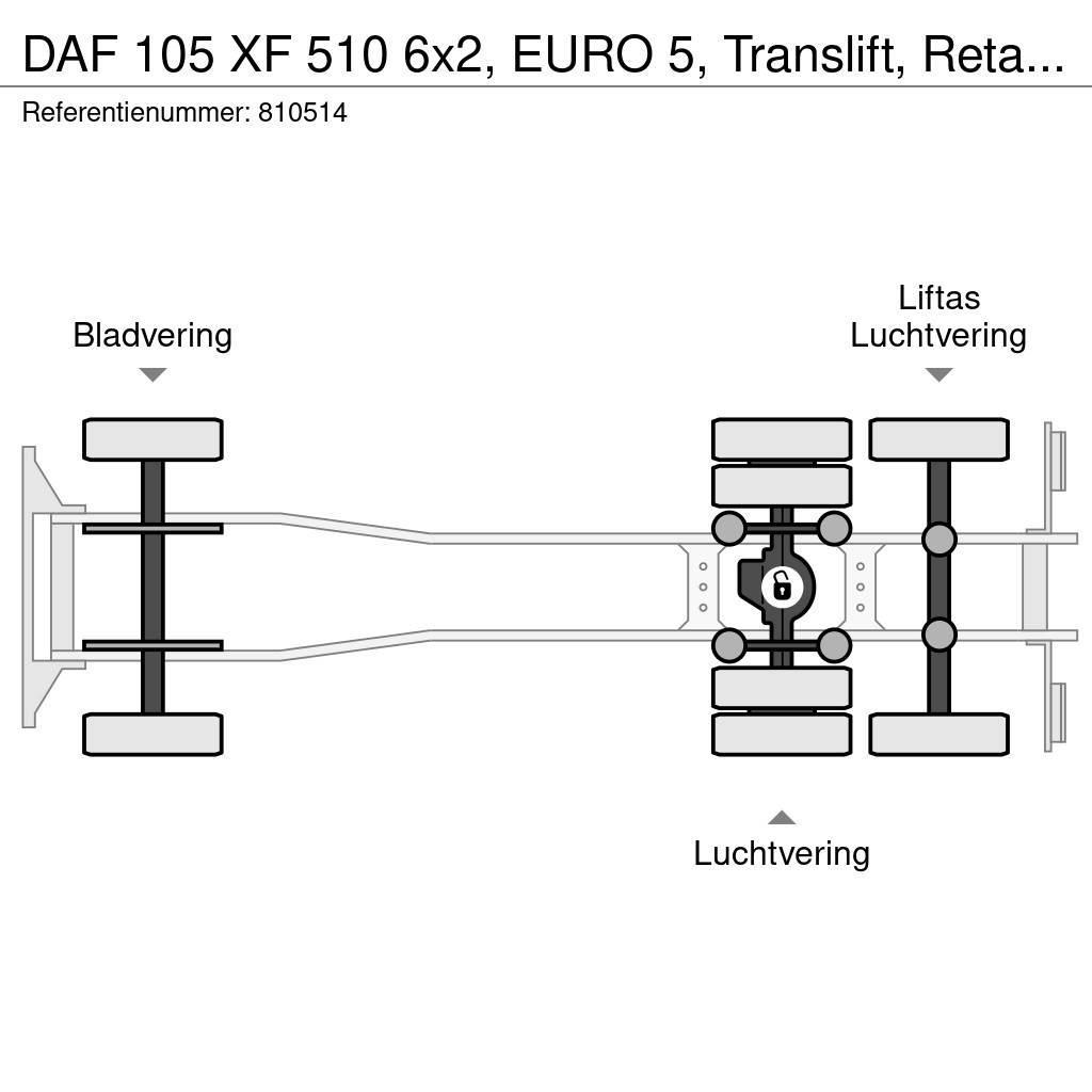 DAF 105 XF 510 6x2, EURO 5, Translift, Retarder, Manua Koukkulava kuorma-autot