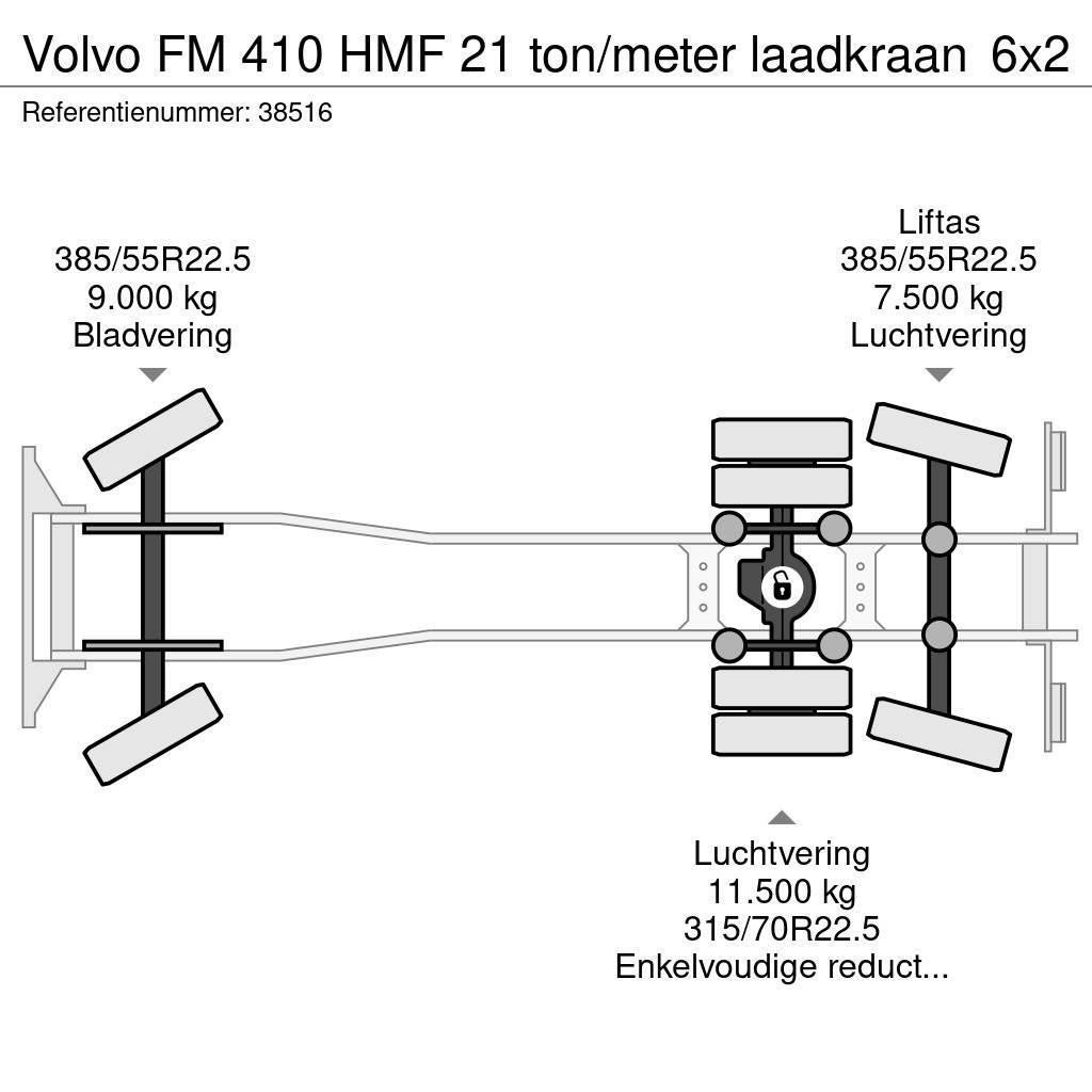 Volvo FM 410 HMF 21 ton/meter laadkraan Koukkulava kuorma-autot