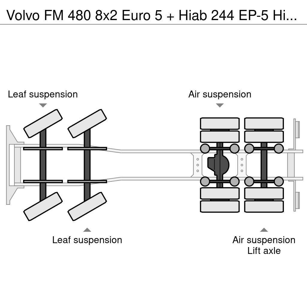 Volvo FM 480 8x2 Euro 5 + Hiab 244 EP-5 Hipro + Multilif Koukkulava kuorma-autot