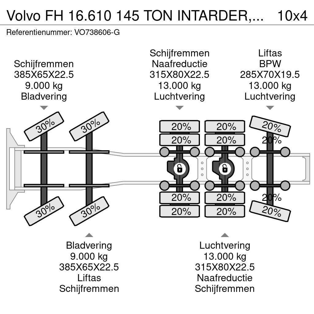 Volvo FH 16.610 145 TON INTARDER, HYDRAULIC, 10X4, EURO Vetopöytäautot
