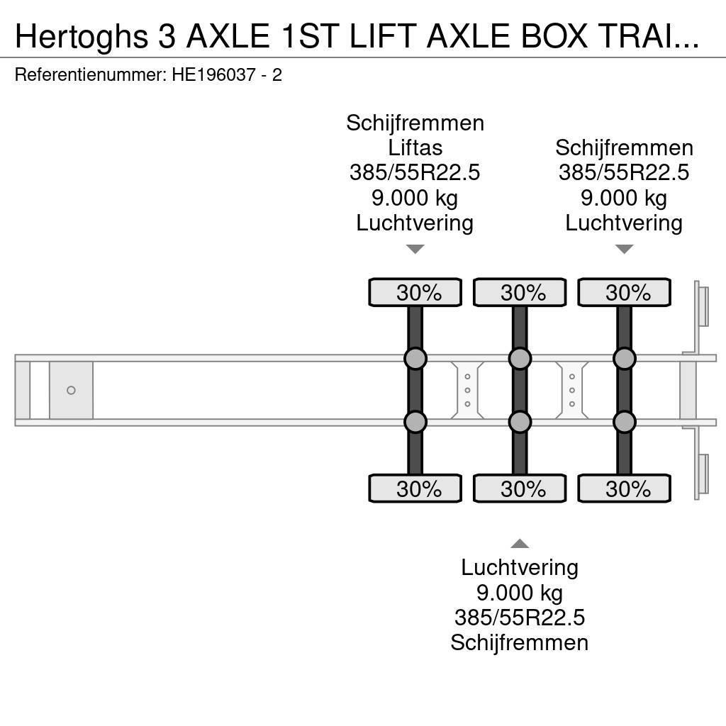  Hertoghs 3 AXLE 1ST LIFT AXLE BOX TRAILER Umpikori puoliperävaunut
