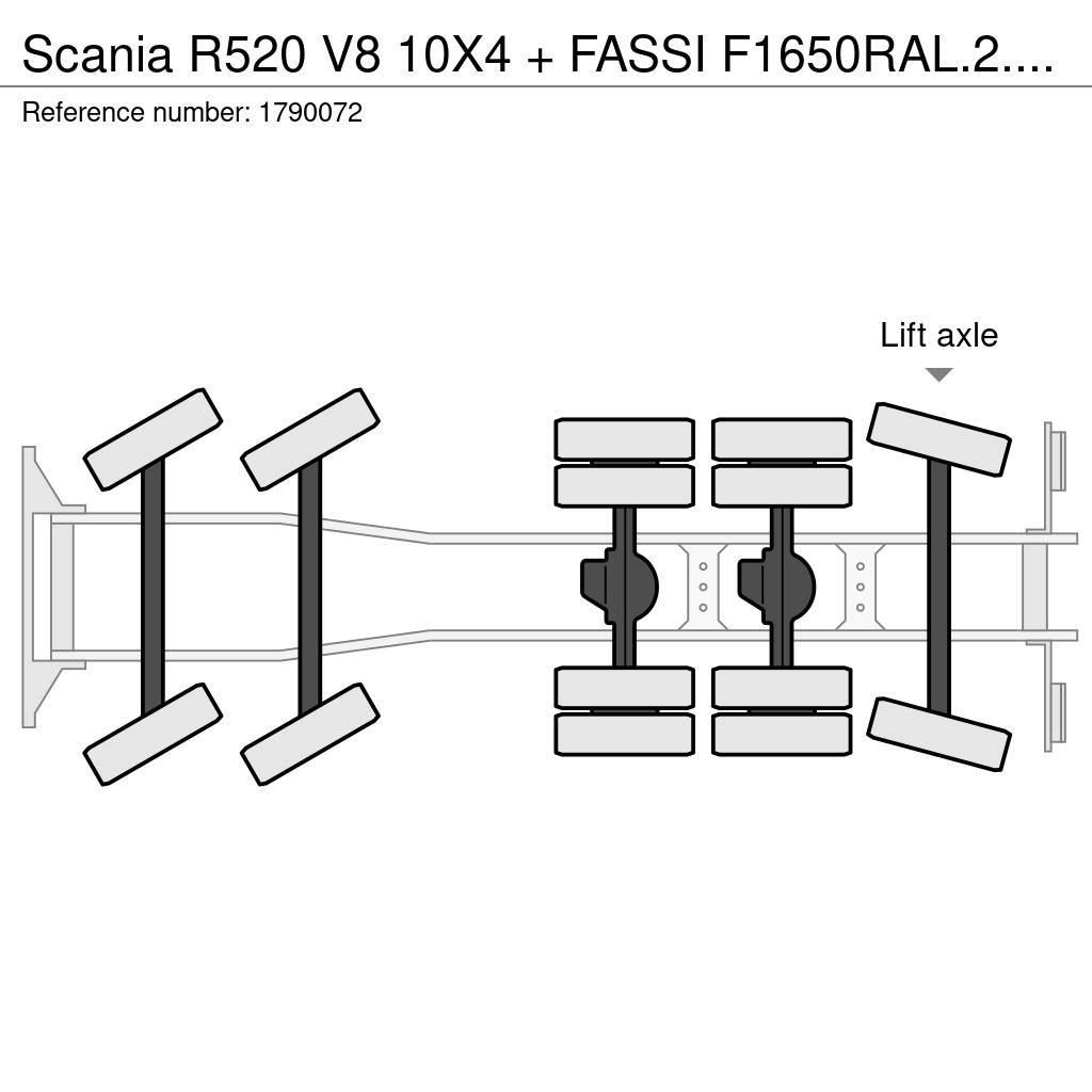 Scania R520 V8 10X4 + FASSI F1650RAL.2.28 + JIB L616L KRA Nosturiautot
