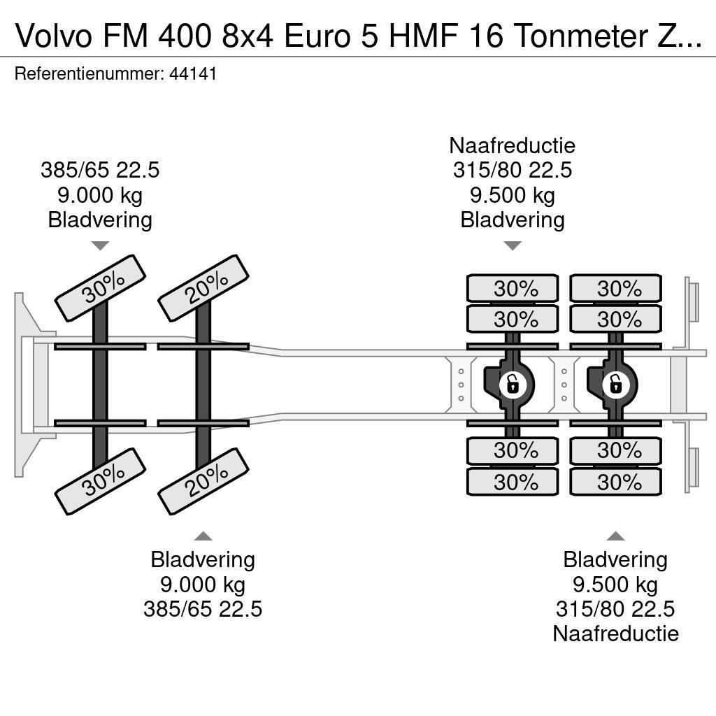 Volvo FM 400 8x4 Euro 5 HMF 16 Tonmeter Z-kraan Just 321 Koukkulava kuorma-autot