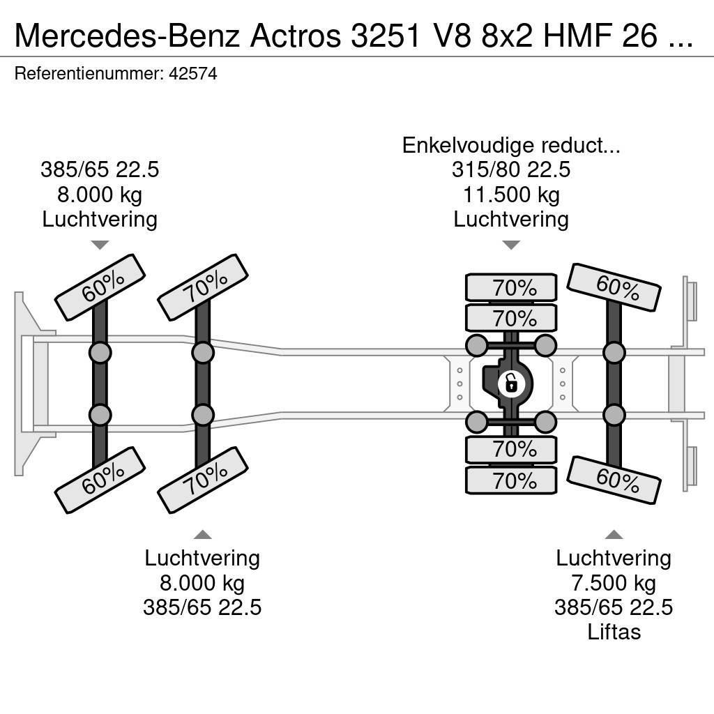 Mercedes-Benz Actros 3251 V8 8x2 HMF 26 Tonmeter laadkraan bouwj Koukkulava kuorma-autot