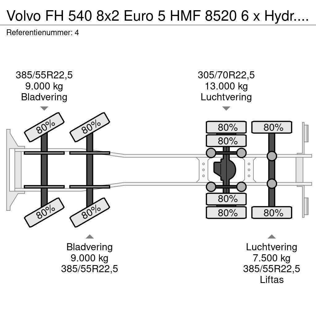 Volvo FH 540 8x2 Euro 5 HMF 8520 6 x Hydr. Jip 6 x Hydr. Mobiilinosturit