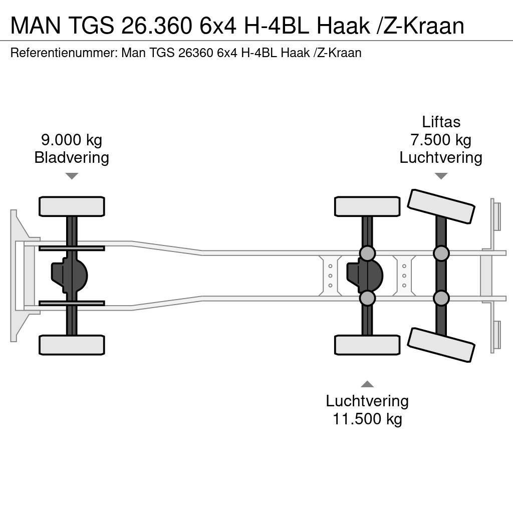 MAN TGS 26.360 6x4 H-4BL Haak /Z-Kraan Hook lift trucks