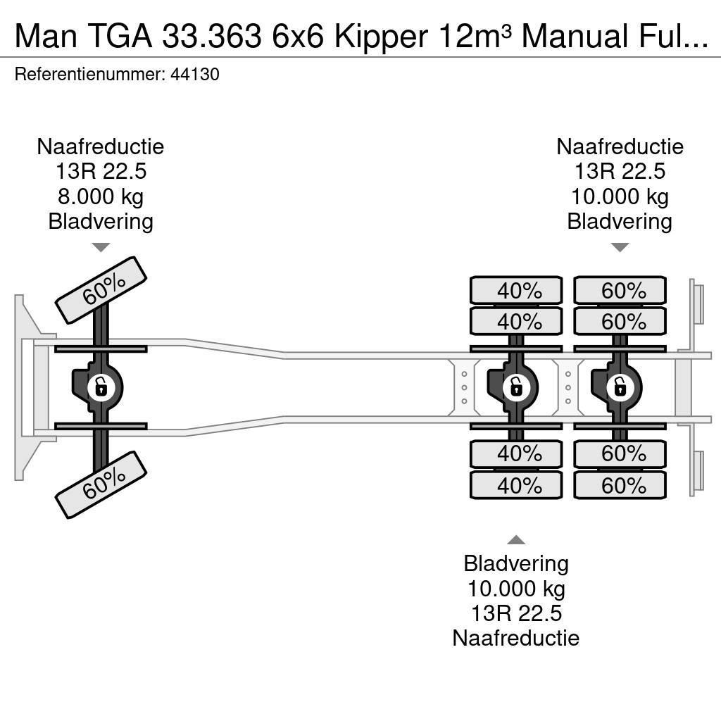 MAN TGA 33.363 6x6 Kipper 12m³ Manual Full steel Sora- ja kippiautot