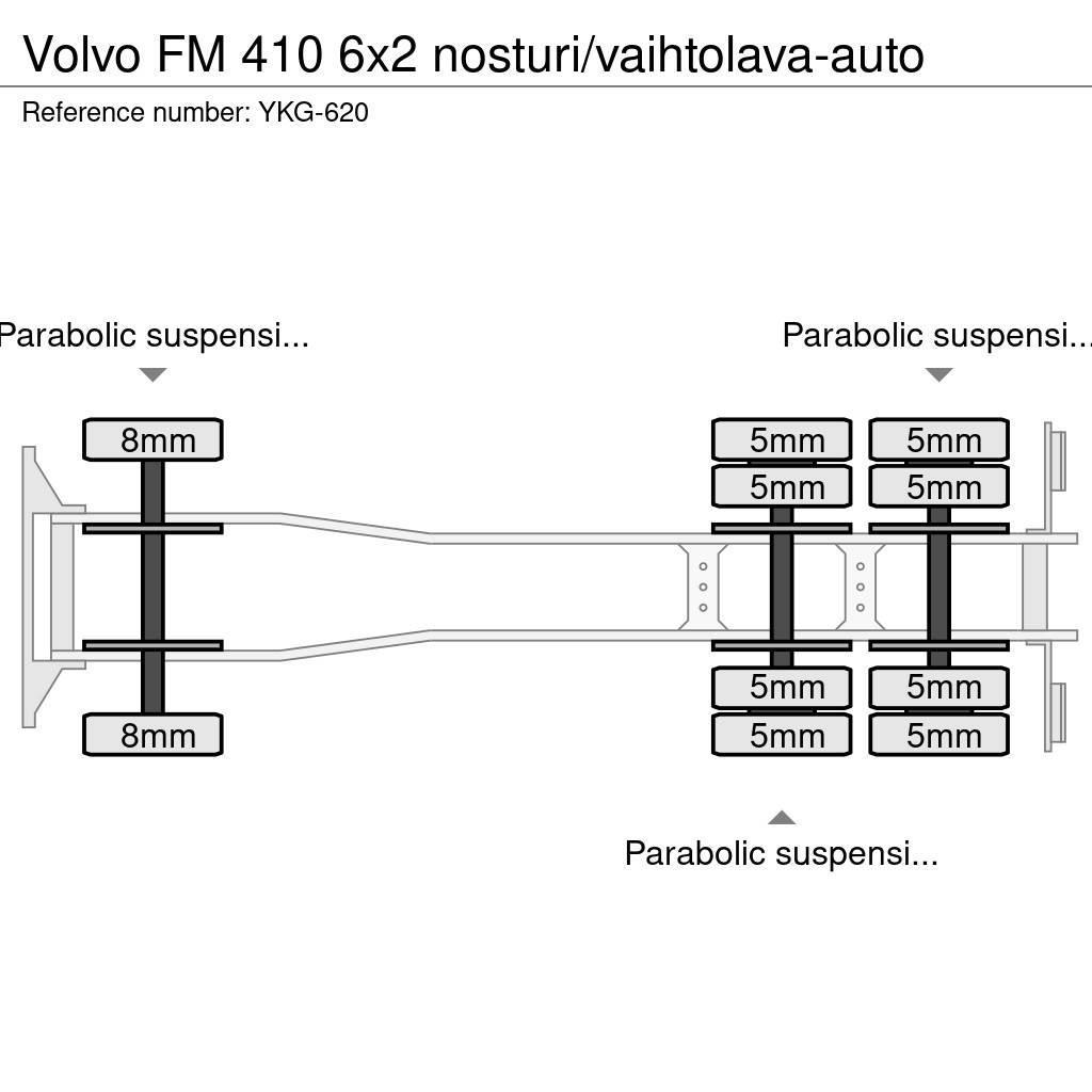 Volvo FM 410 6x2 nosturi/vaihtolava-auto Koukkulava kuorma-autot