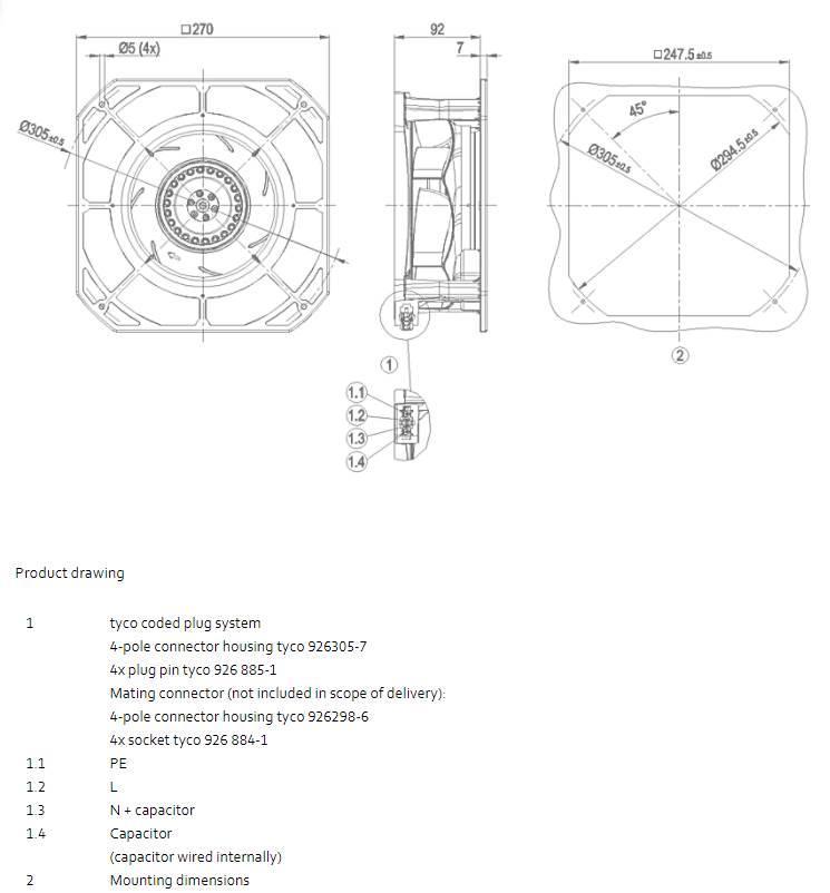  Ebmpapst K2E220-RA38-01 AC centrifugal blæser - Ra Sähkö ja elektroniikka