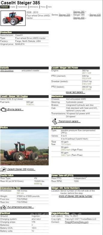 Case IH STEIGER 385 HD Traktorit