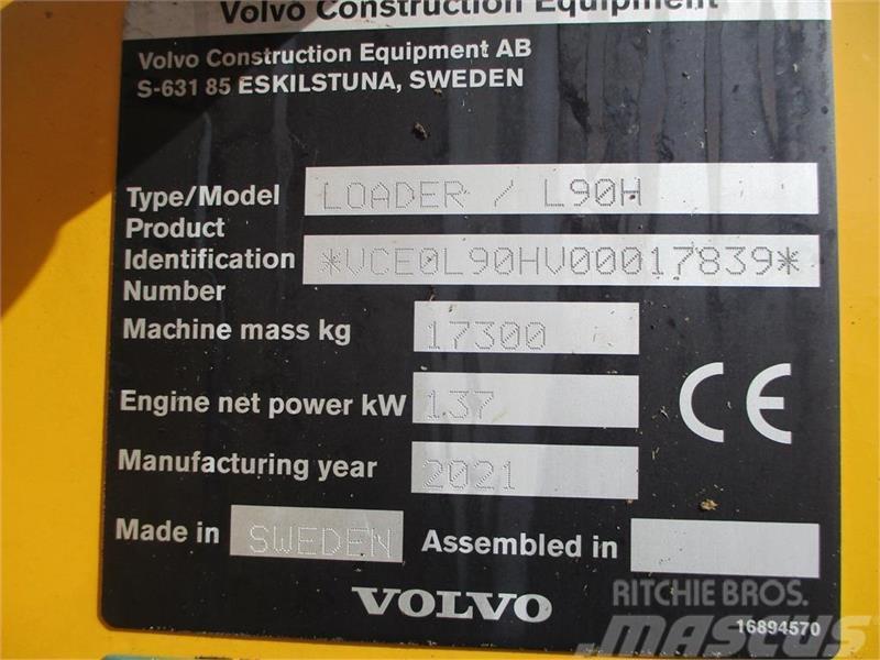 Volvo L 90 H Årg 9.2021, CDC, BSS, DK-Maskine med fuld V Pyöräkuormaajat