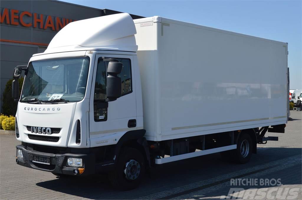Iveco EUROCARGO 120EL18 CONTAINER+LIFT 1500 kg 1.HAND Box body trucks