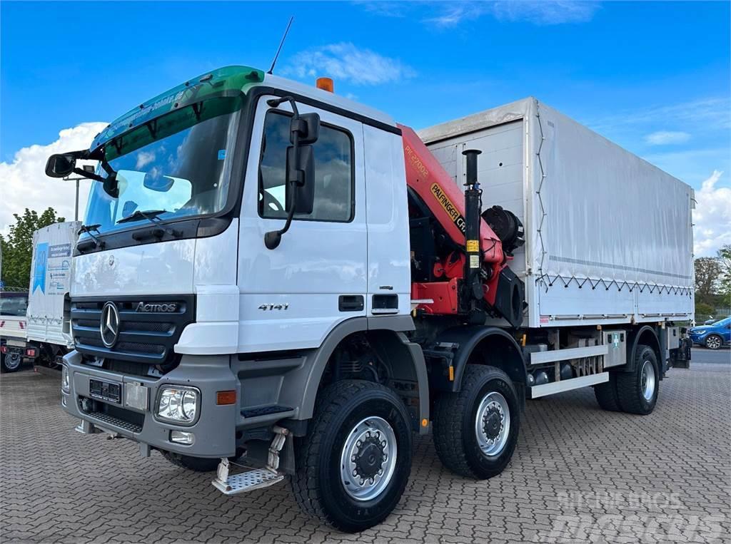 Mercedes-Benz Actros 4141 6x6 Curtain side + crane + tail lift - Beavertail Flatbed / winch trucks