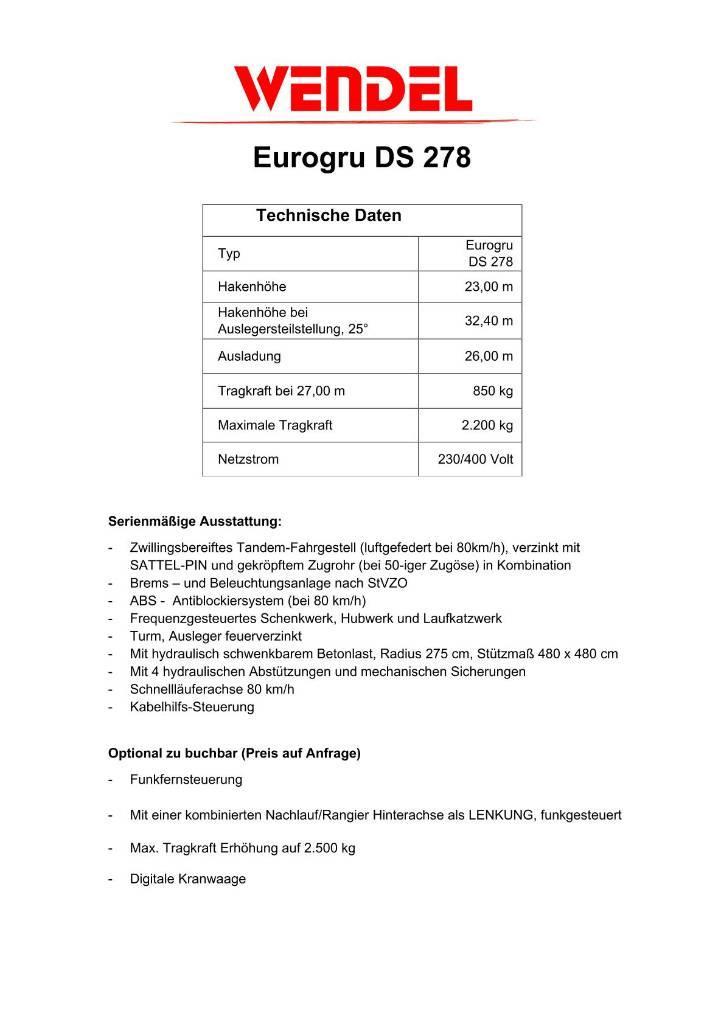 Eurogru DS 278 - Schnellbaukran Itsensä kokoavat nosturit