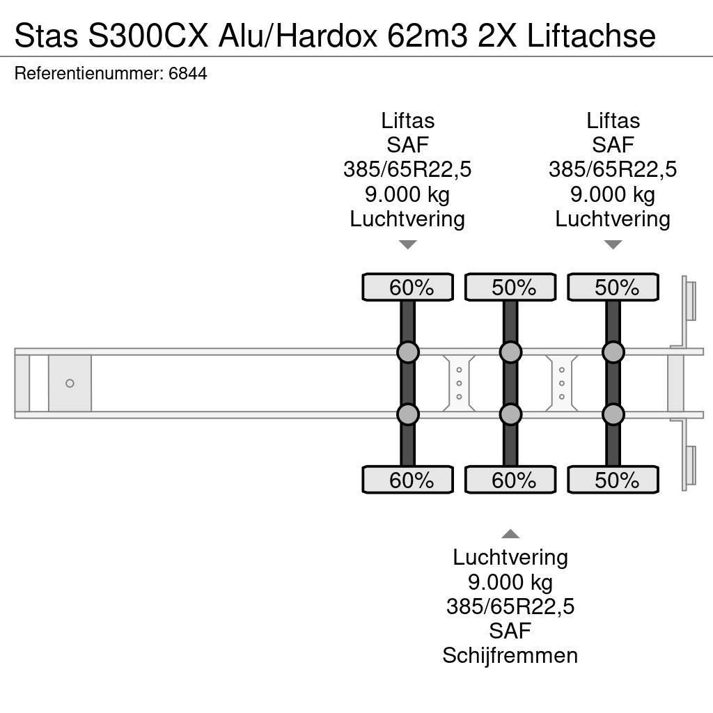 Stas S300CX Alu/Hardox 62m3 2X Liftachse Kippipuoliperävaunut