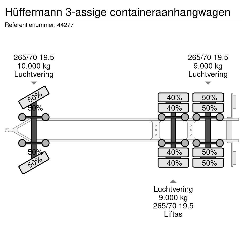 Hüffermann 3-assige containeraanhangwagen Täyskonttiperävaunut