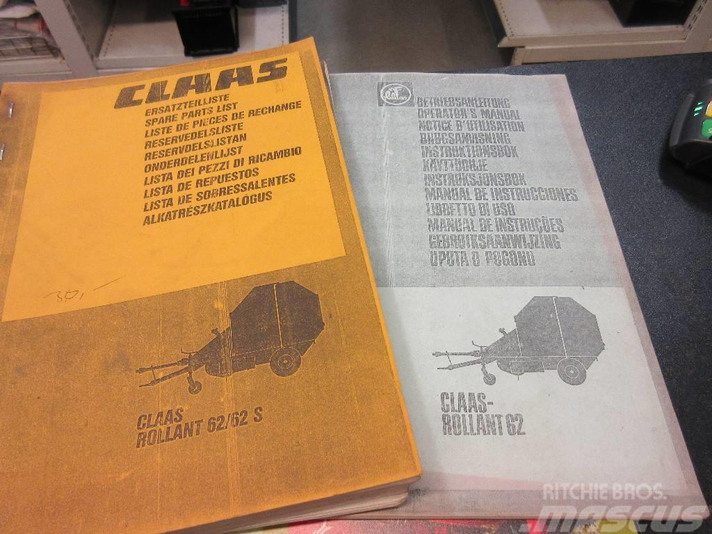 CLAAS Rollant 62 manuals / ohjekirjat Pyöröpaalaimet