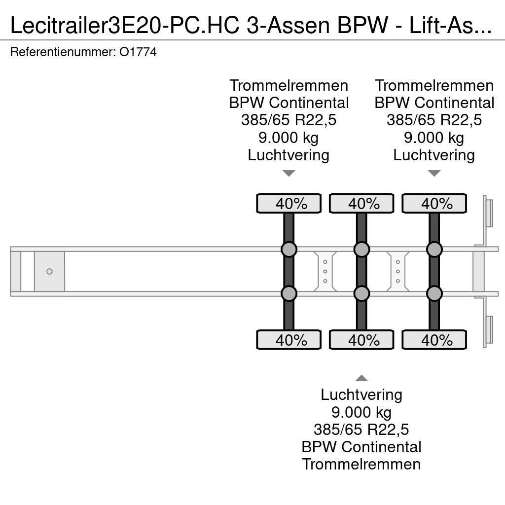 Lecitrailer 3E20-PC.HC 3-Assen BPW - Lift-As - 4800kg - 1x 20F Konttipuoliperävaunut