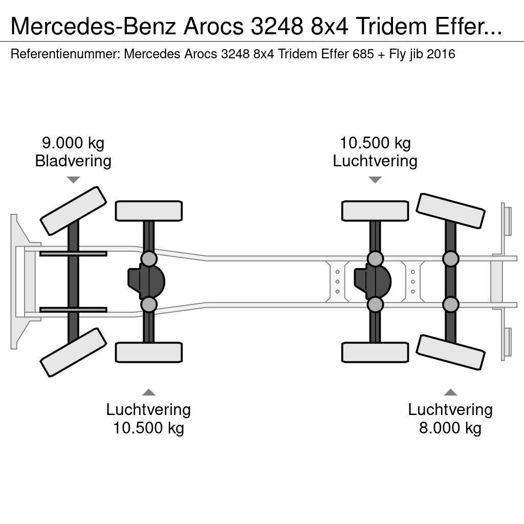 Mercedes-Benz Arocs 3248 8x4 Tridem Effer 685/6S + jib 6S Euro 6 Mobiilinosturit