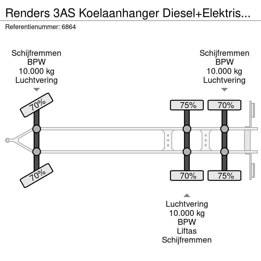 Renders 3AS Koelaanhanger Diesel+Elektrisch 10T assen Kylmä-/Lämpökoriperävaunut