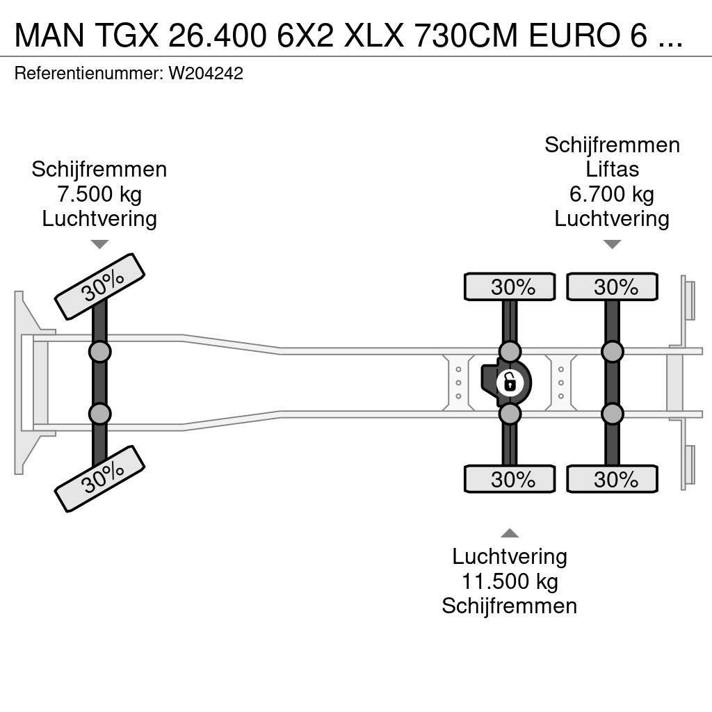 MAN TGX 26.400 6X2 XLX 730CM EURO 6 AHK NL Truck Kuorma-autoalustat