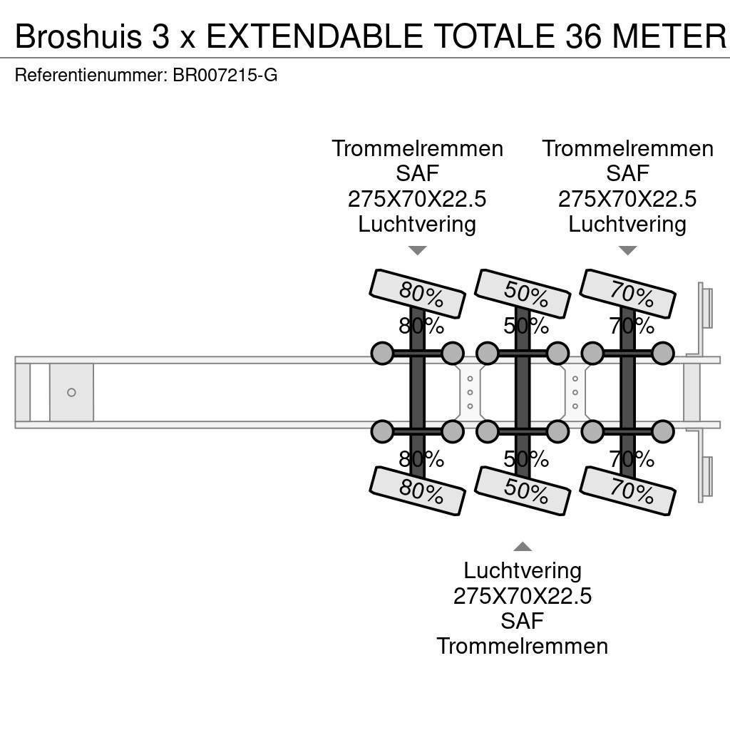 Broshuis 3 x EXTENDABLE TOTALE 36 METER Lavapuoliperävaunut