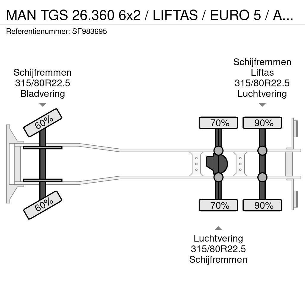 MAN TGS 26.360 6x2 / LIFTAS / EURO 5 / AIRCO / DHOLLAN Umpikorikuorma-autot