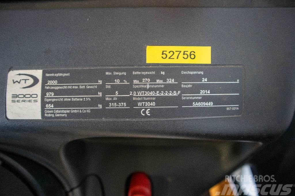 Crown Smidig låglyftare m batteri från 2021, WT 3040 E Lavansiirtotrukit ajotasolla
