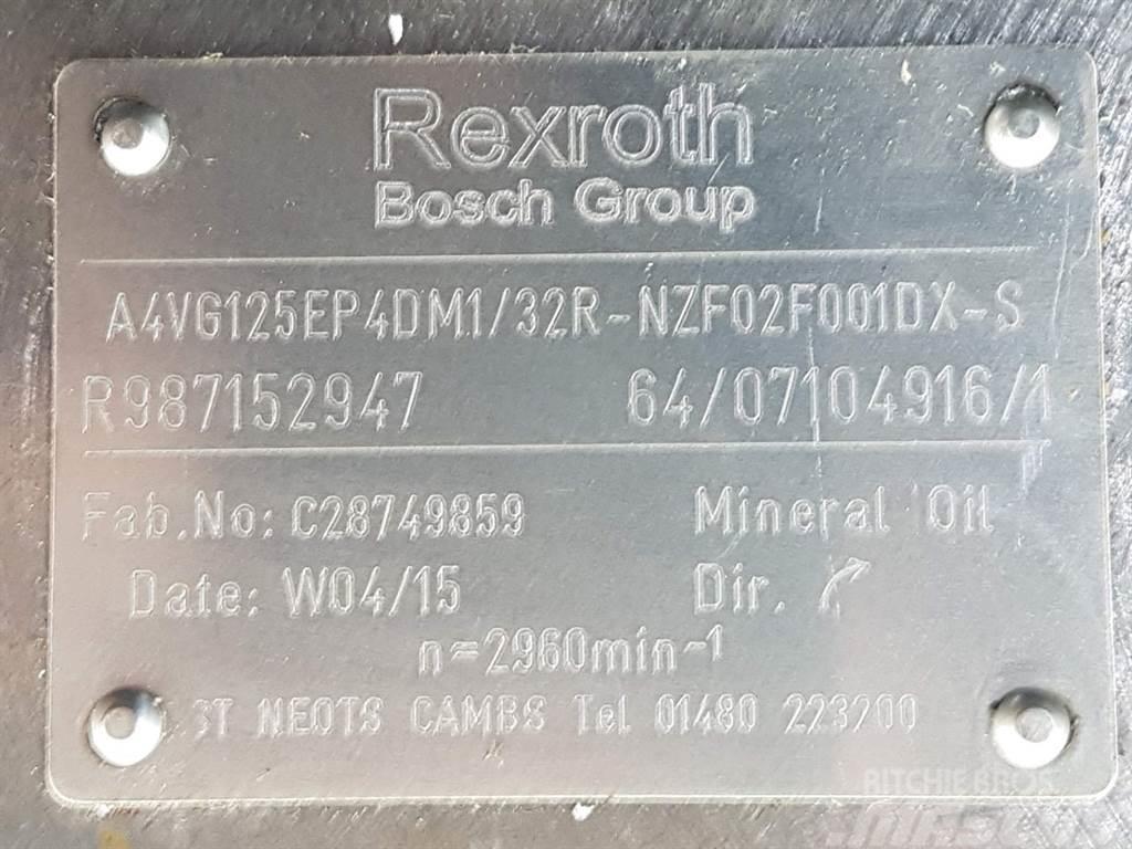 Rexroth A4VG125EP4DM1/32R-R987152947-Drive pump/Fahrpumpe Hydrauliikka