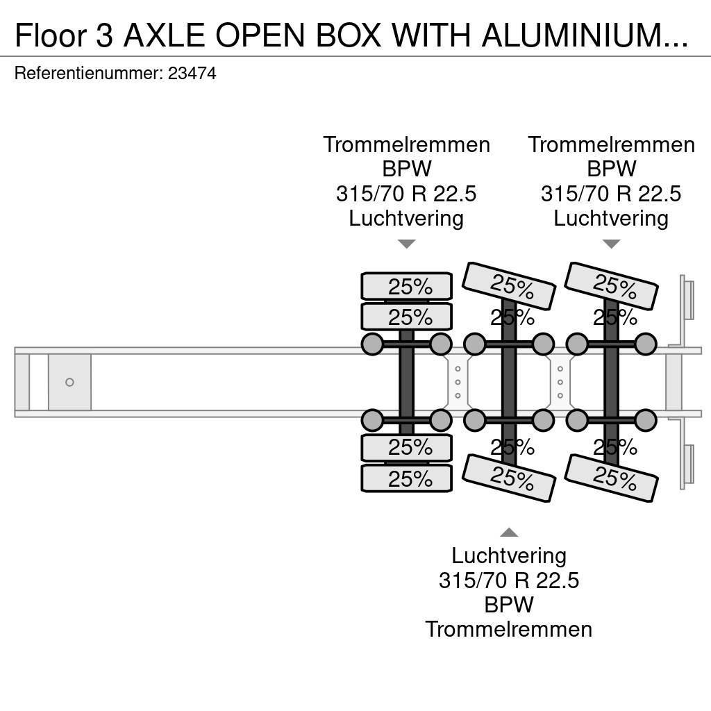 Floor 3 AXLE OPEN BOX WITH ALUMINIUM SIDE BOARDS Lavapuoliperävaunut