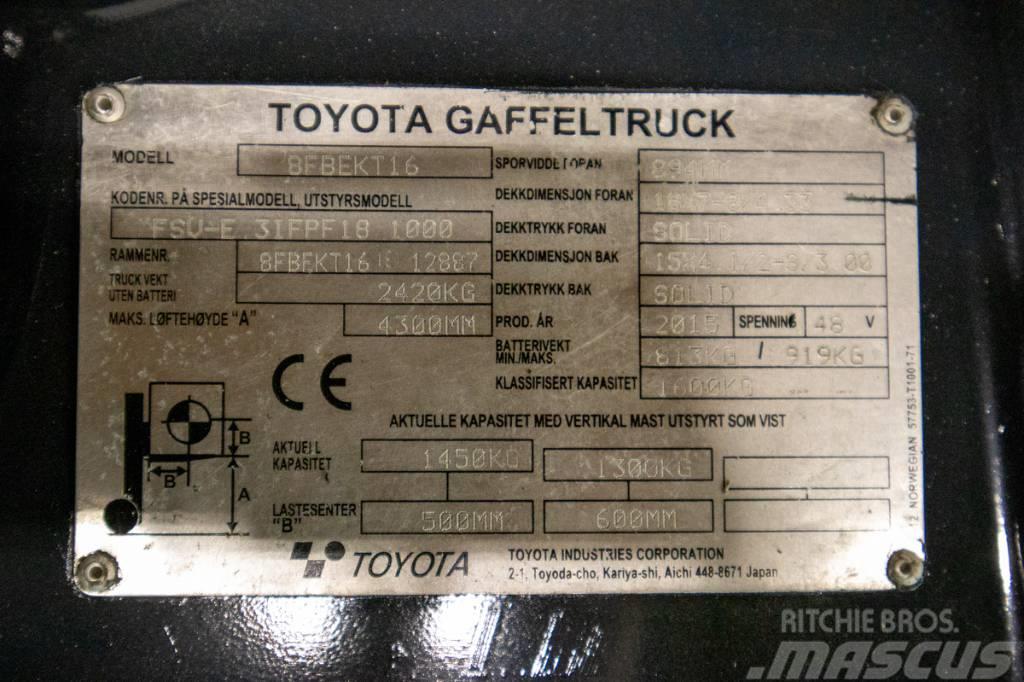 Toyota 8FBEKT16, välutrustad motviktstruck m nytt batteri Sähkötrukit