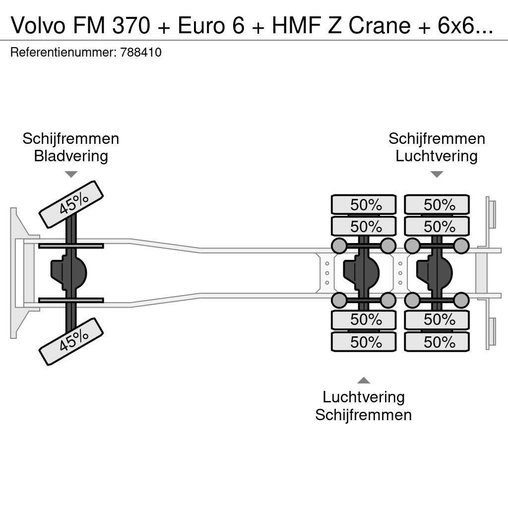 Volvo FM 370 + Euro 6 + HMF Z Crane + 6x6 + Hardox KIPPE Mobiilinosturit