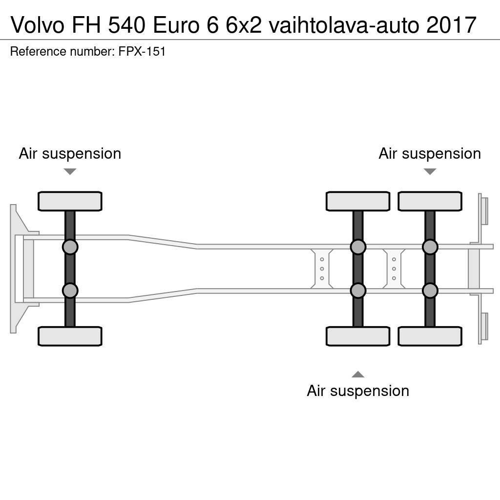 Volvo FH 540 Euro 6 6x2 vaihtolava-auto 2017 Koukkulava kuorma-autot