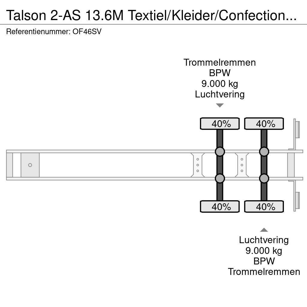 Talson 2-AS 13.6M Textiel/Kleider/Confection ABS APK/TUV Umpikori puoliperävaunut