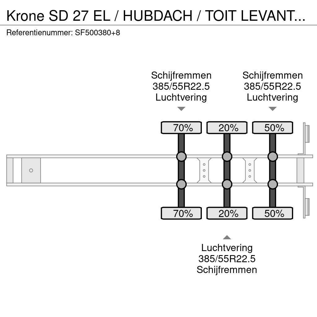 Krone SD 27 EL / HUBDACH / TOIT LEVANT / HEFDAK / COIL / Pressukapellipuoliperävaunut