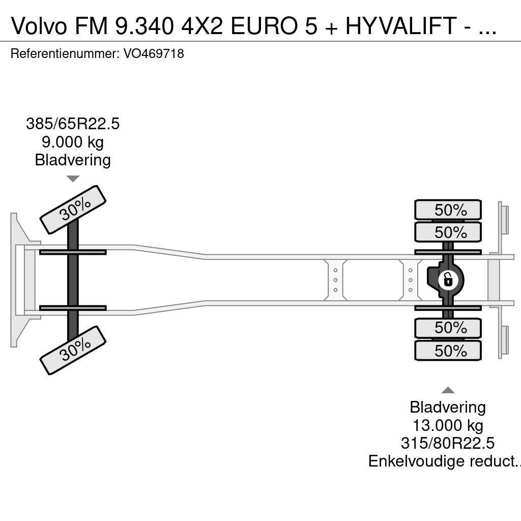 Volvo FM 9.340 4X2 EURO 5 + HYVALIFT - FULL STEEL SUSP. Nostovarsi-vaihtolavakuorma-autot