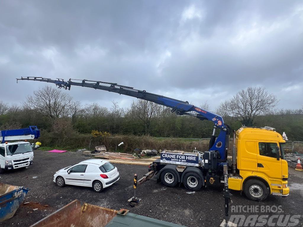 Scania R490 with PM 58.5 Flyjib crane and winch Nosturiautot
