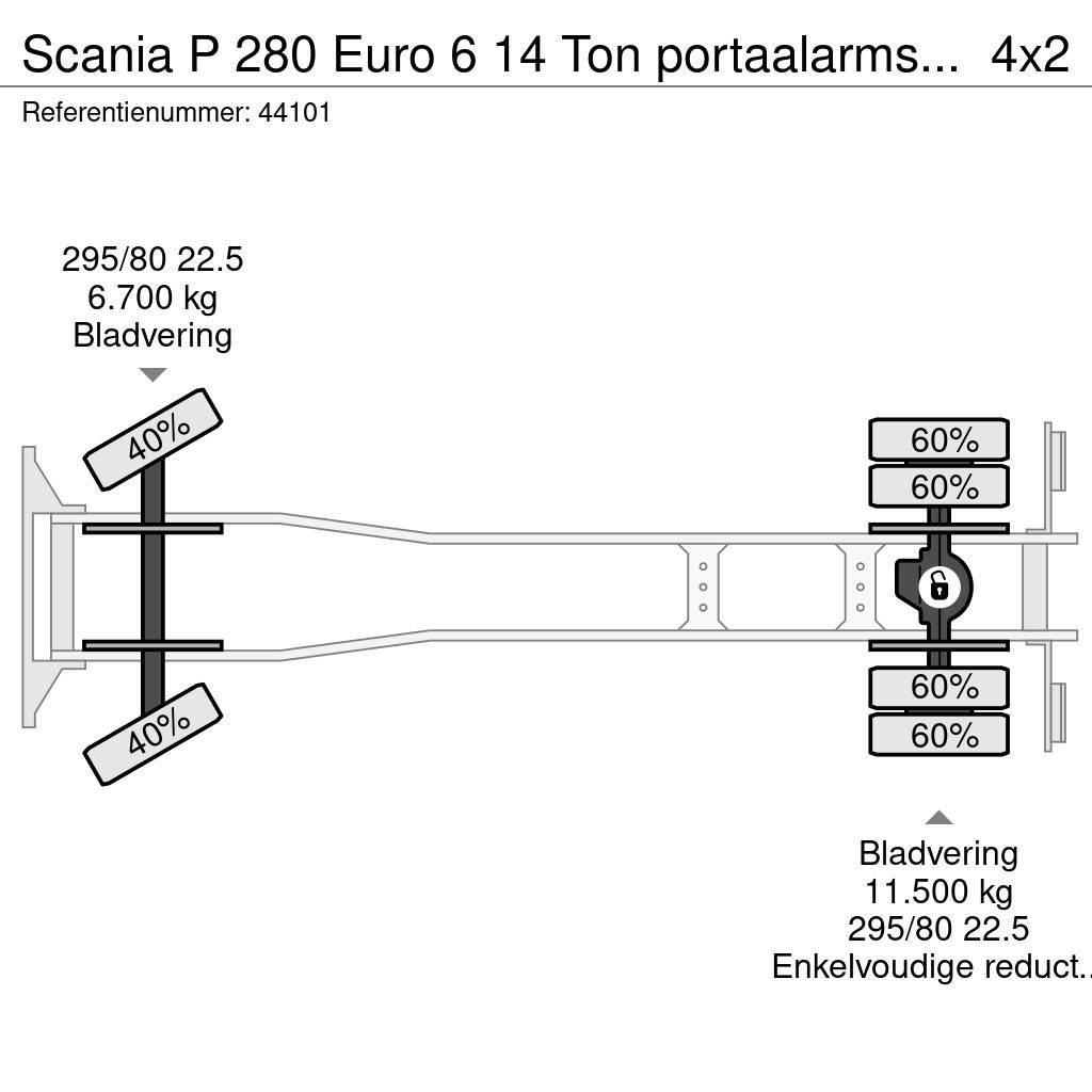 Scania P 280 Euro 6 14 Ton portaalarmsysteem Nostovarsi-vaihtolavakuorma-autot