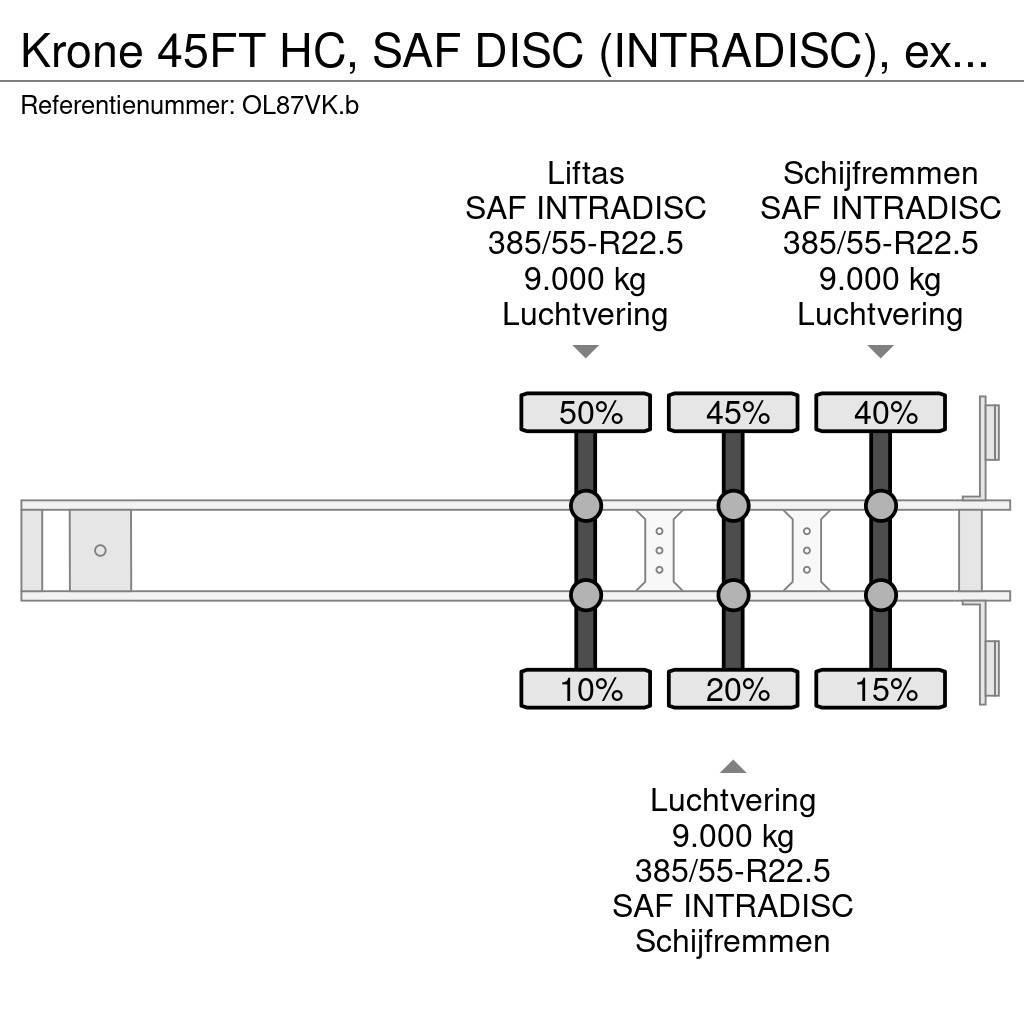 Krone 45FT HC, SAF DISC (INTRADISC), extendable front+ r Konttipuoliperävaunut