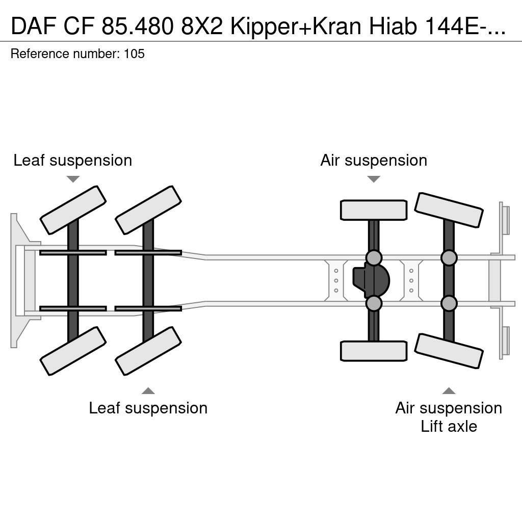 DAF CF 85.480 8X2 Kipper+Kran Hiab 144E-3 PRO Nosturiautot