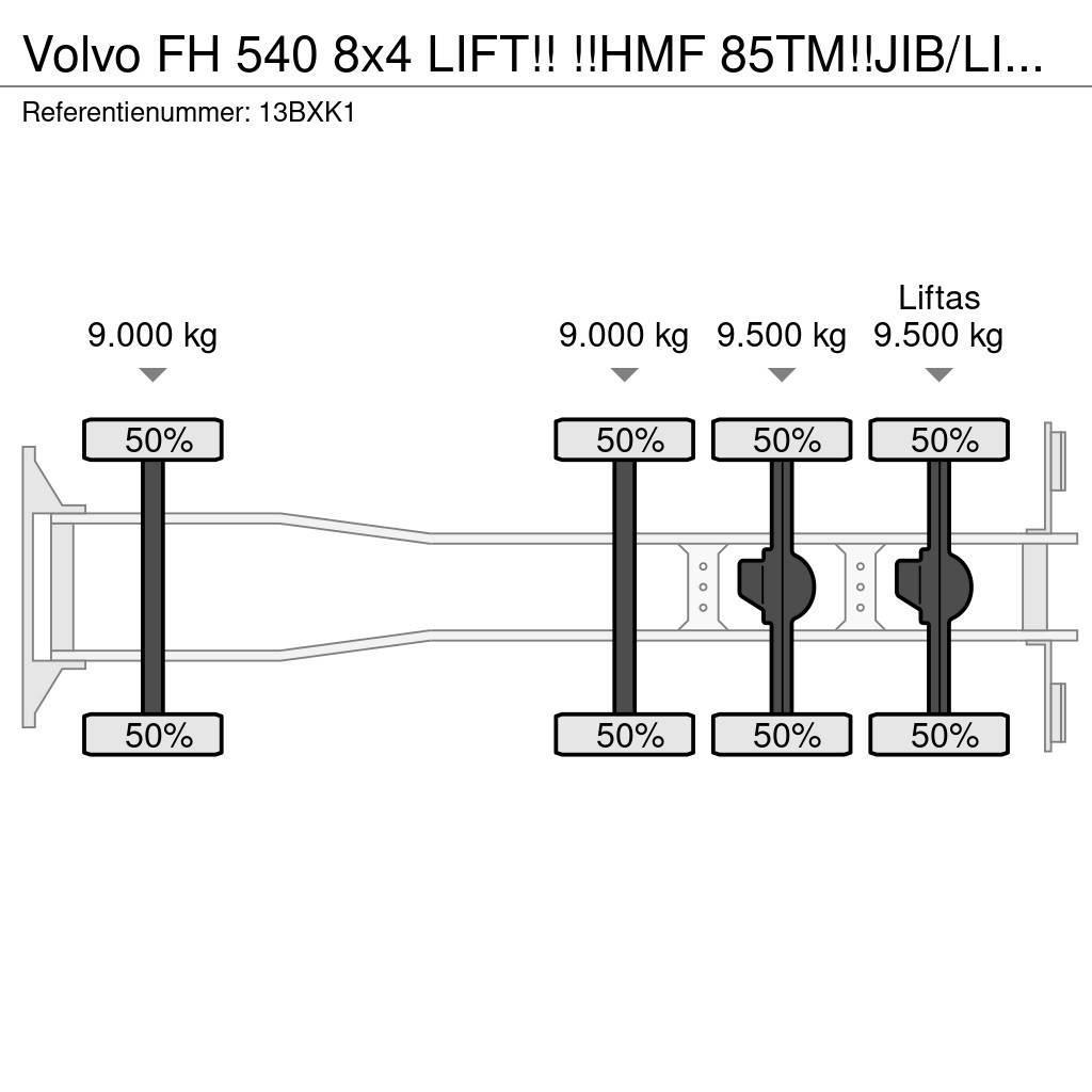 Volvo FH 540 8x4 LIFT!! !!HMF 85TM!!JIB/LIER/WINCH!!2018 Mobiilinosturit