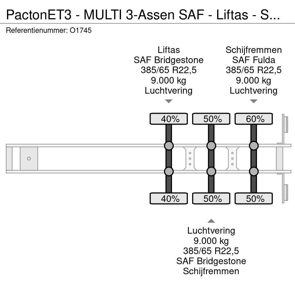 Pacton ET3 - MULTI 3-Assen SAF - Liftas - Schijfremmen - Konttipuoliperävaunut