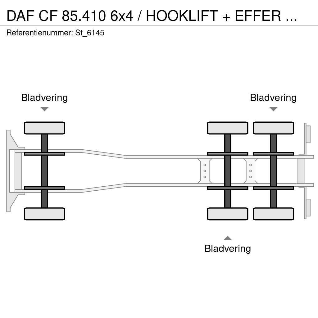 DAF CF 85.410 6x4 / HOOKLIFT + EFFER CRANE Nosturiautot