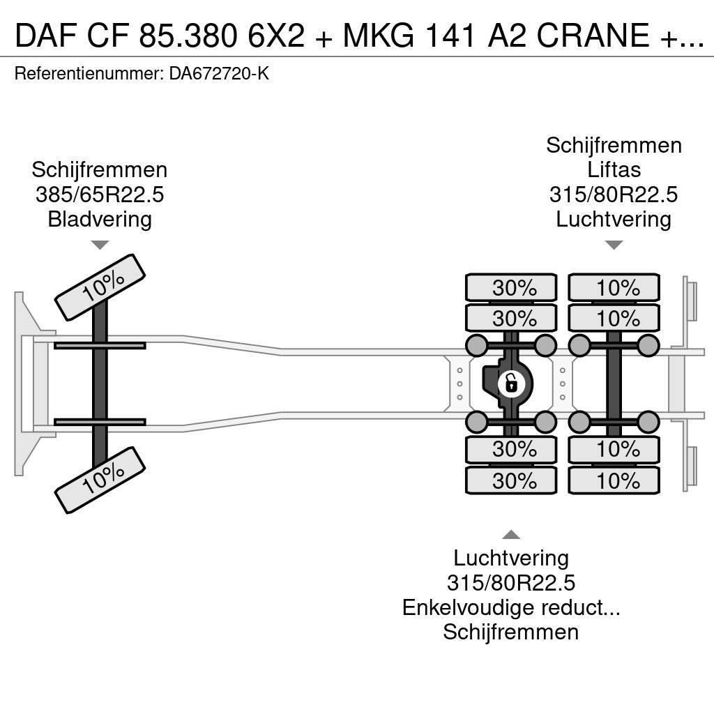 DAF CF 85.380 6X2 + MKG 141 A2 CRANE + 20 TON HOOKLIFT Mobiilinosturit