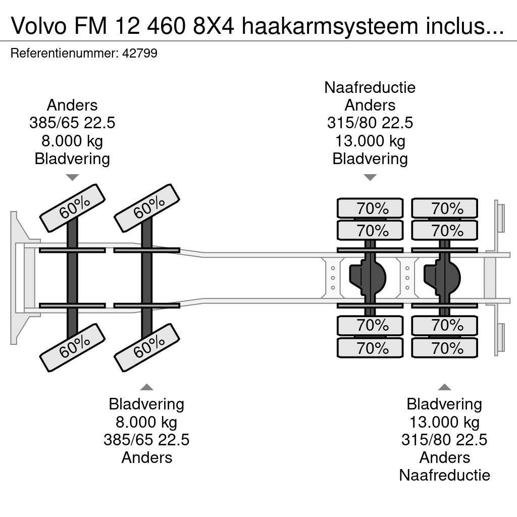 Volvo FM 12 460 8X4 haakarmsysteem inclusief container m Koukkulava kuorma-autot