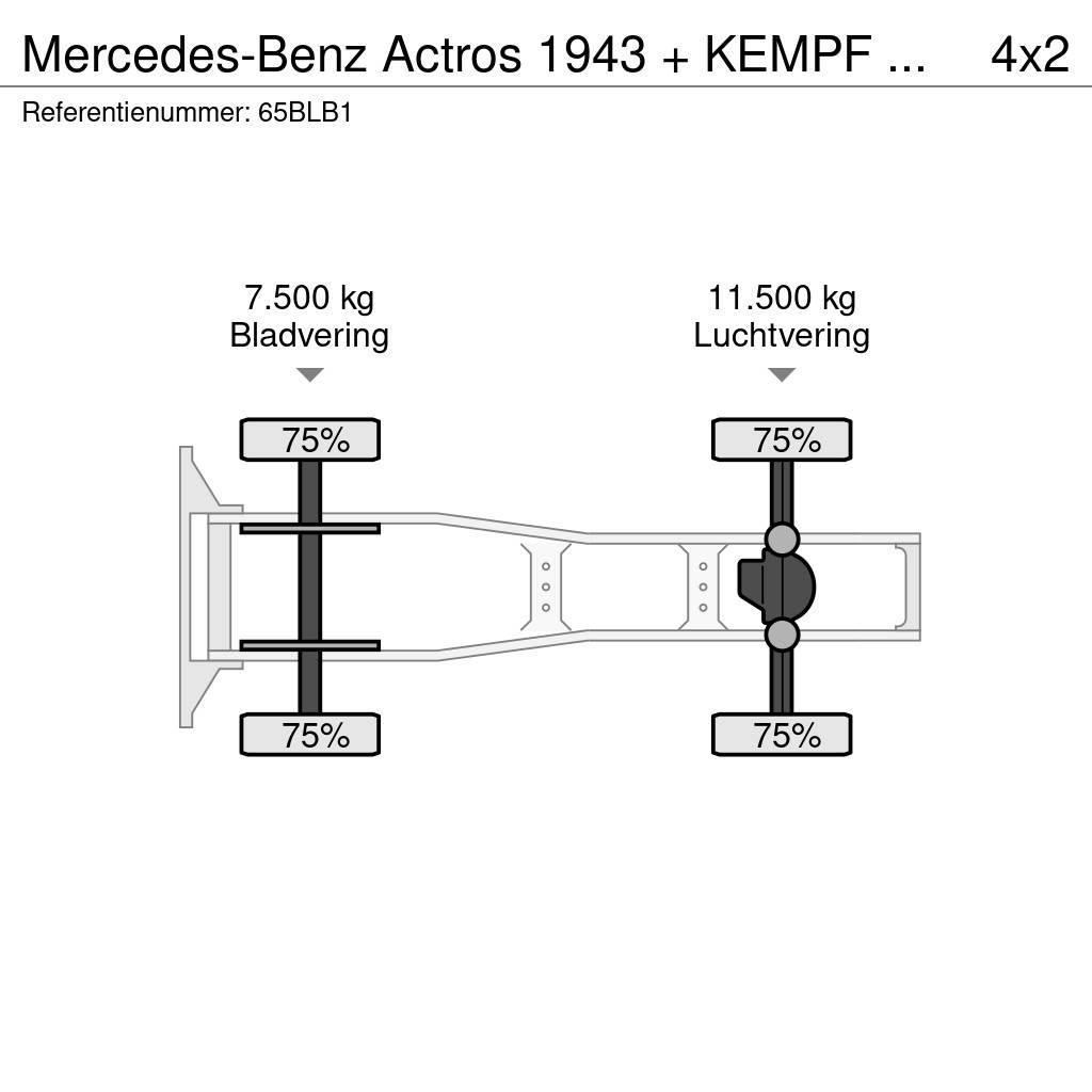 Mercedes-Benz Actros 1943 + KEMPF SKM 35/3 Zeer mooie NL combina Vetopöytäautot