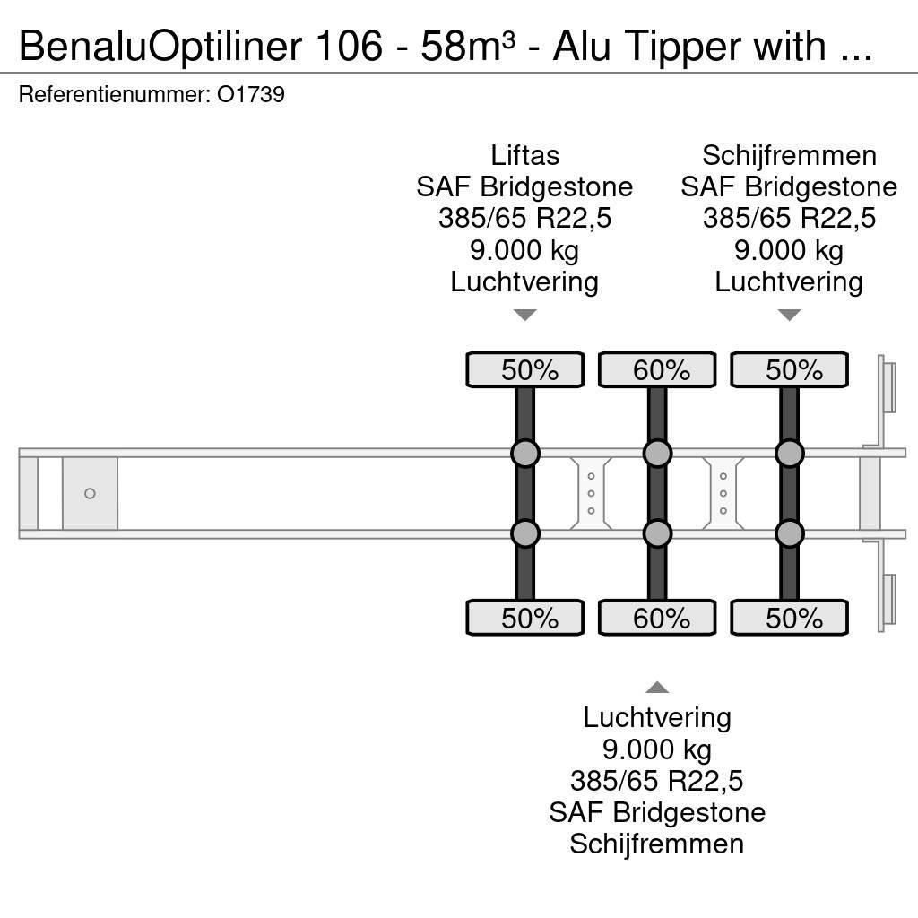 Benalu Optiliner 106 - 58m³ - Alu Tipper with Carrier Sup Kippipuoliperävaunut