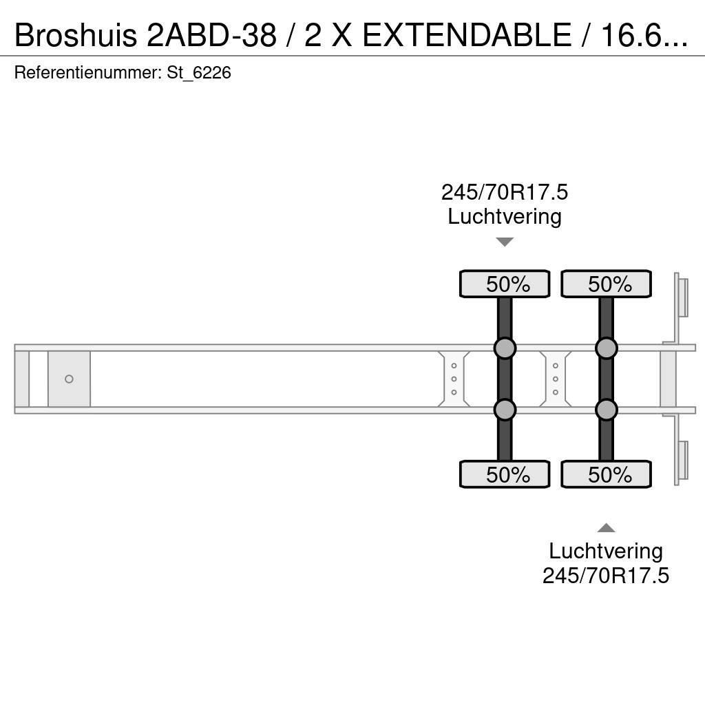 Broshuis 2ABD-38 / 2 X EXTENDABLE / 16.62 mtr BED / Puoliperävaunulavetit