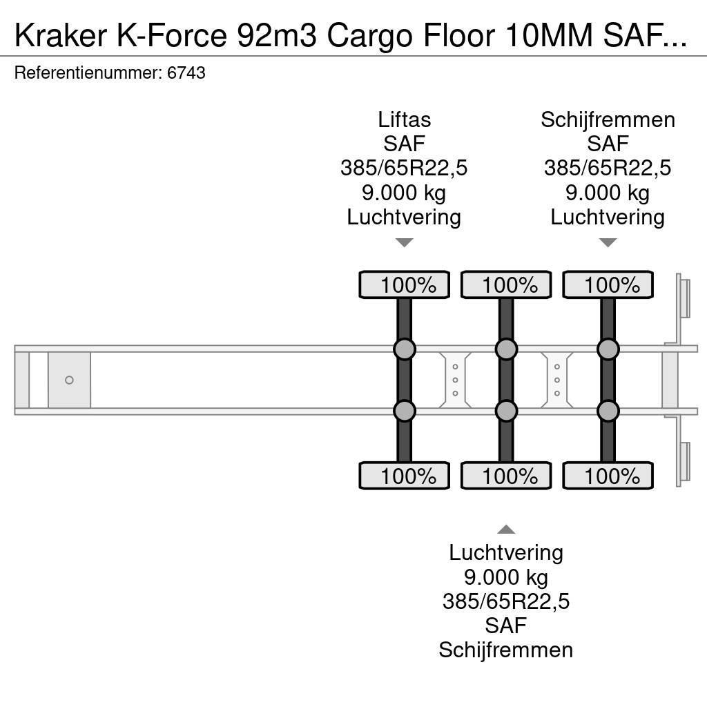 Kraker K-Force 92m3 Cargo Floor 10MM SAF, Liftachse, Remo Walking floor-puoliperävaunut